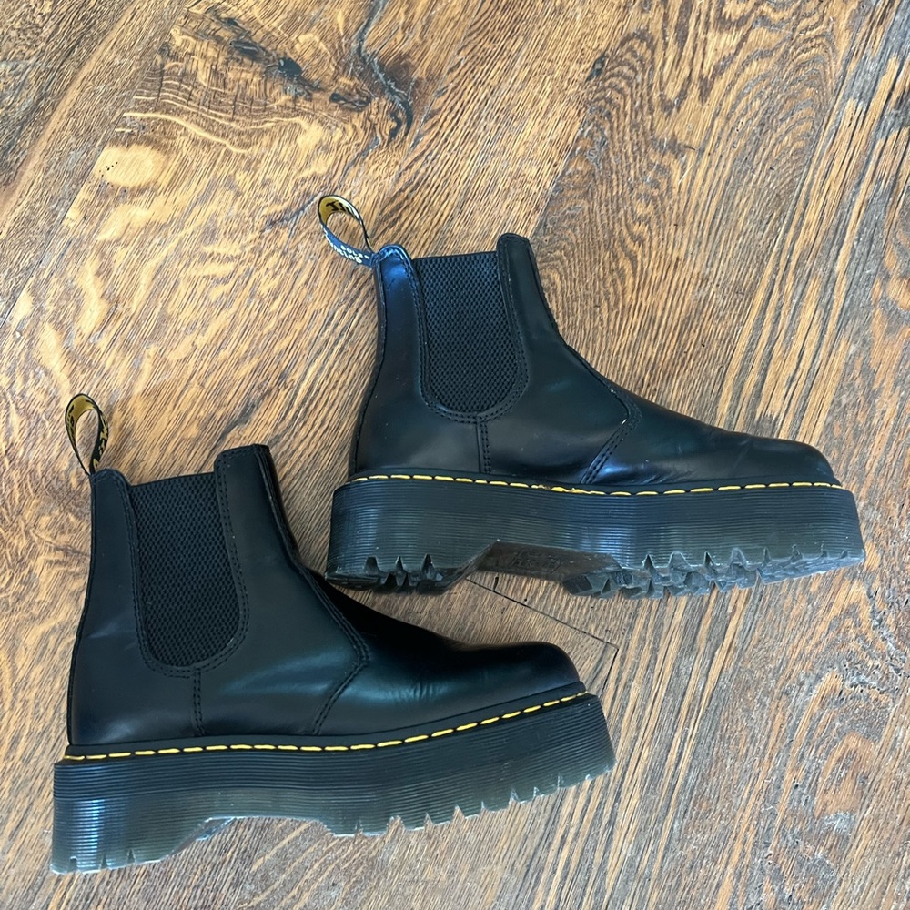 Dr. Martens Black Leather Chelsea Boots with Yellow Stitching - Picture 2 of 5